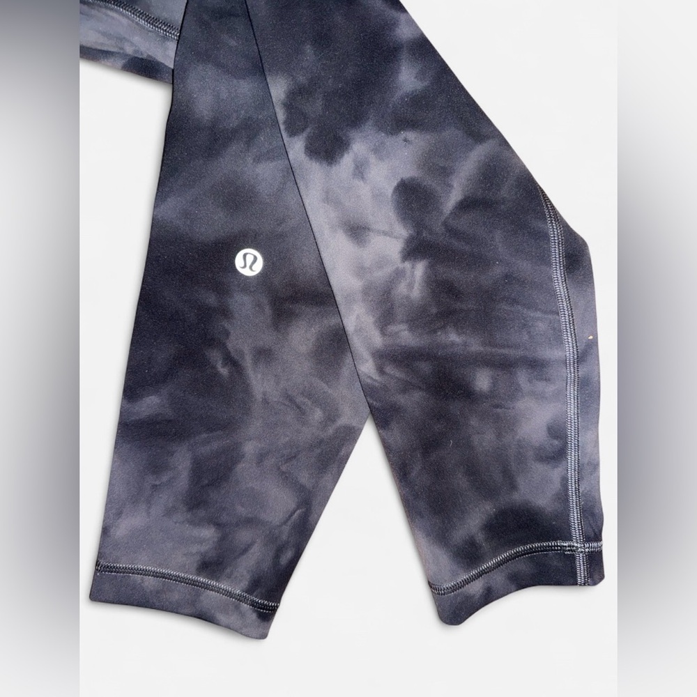 Lululemon Tie Dye Leggings Gray Black Size 4 High Rise Athletic - Picture 4 of 12